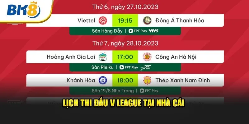 Lịch thi đấu V League tại nhà cái